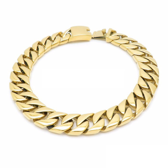 Simple And Fashionable Versatile, Rock Hip-Hop Titanium Steel Men's Polished 20mm Cuban Chain Necklace