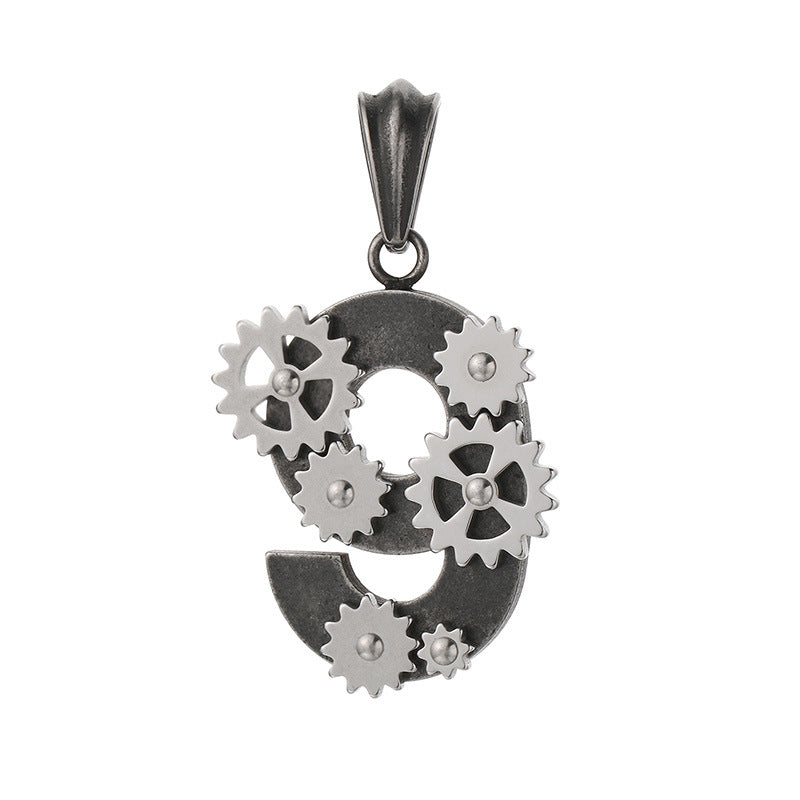Age Of Steam Pendant, Punk Retro Stainless Steel Boiled Black Mechanical Gear Men's Necklace