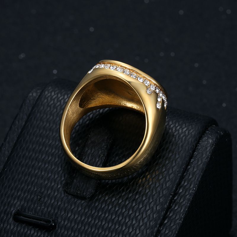 Planderful Virgin Mary Ring For Men Stainless Steel Gold Plated Zircon Hip Hop Jewelry