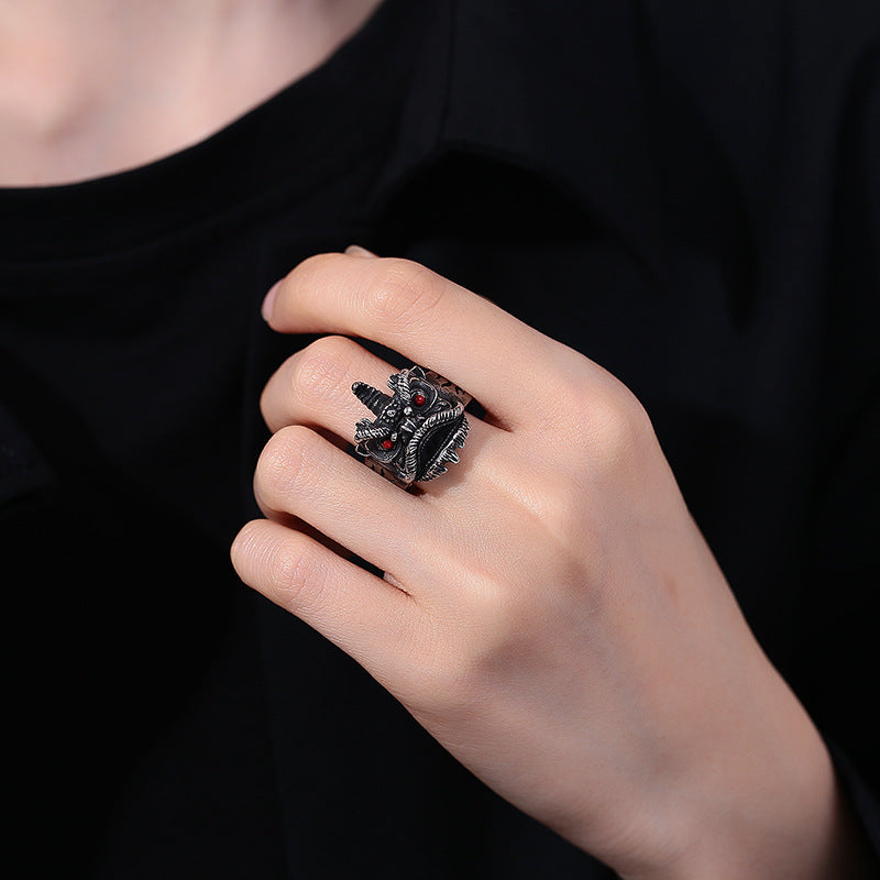Steel Ring – Vintage Lion Head Mens Ring