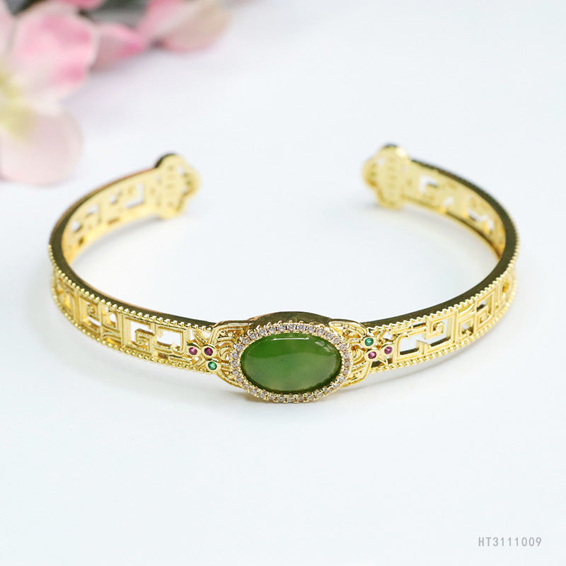 Hetian Jasper Openwork Cuff Bracelet