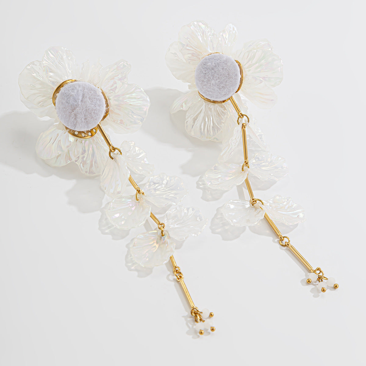 Planderful Vienna Verve 3D Floral Tassel Earrings For Women Colorful Scallop Design