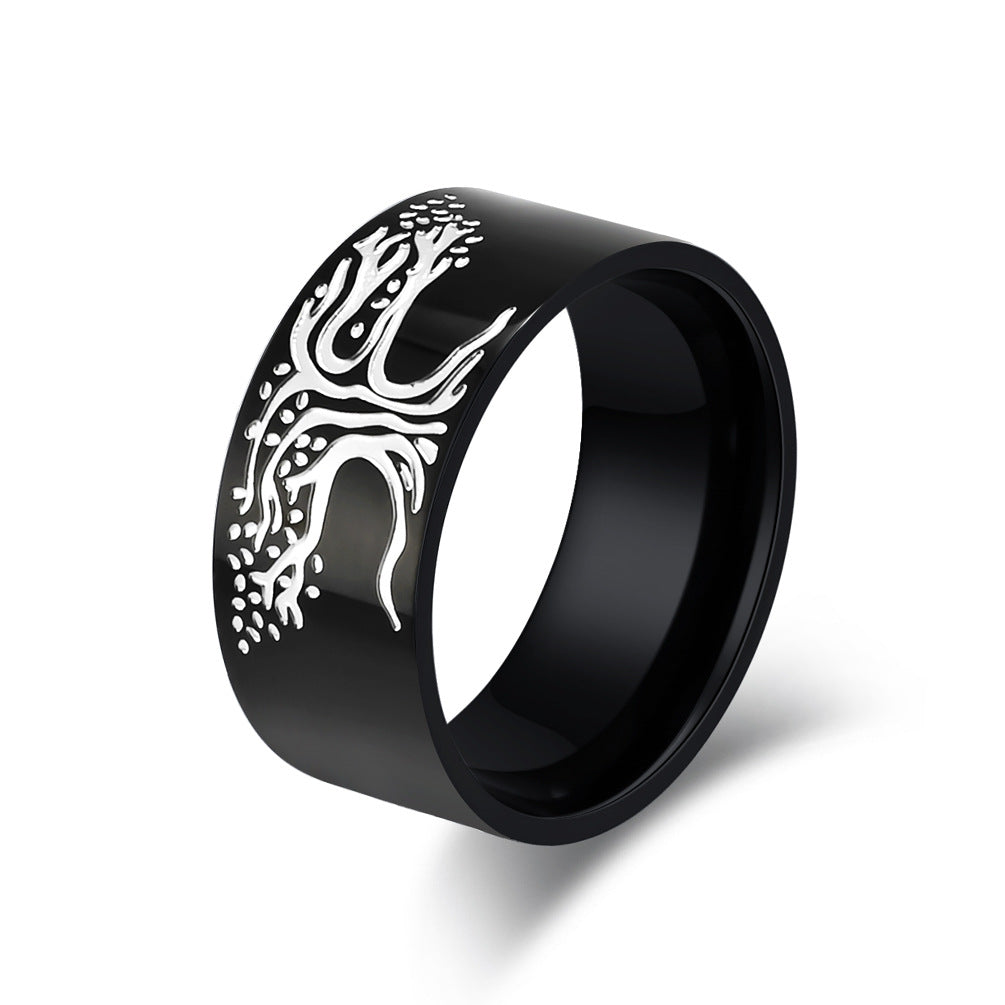 Cross-Border Hot-Selling Nordic Tree of Life Titanium Ring