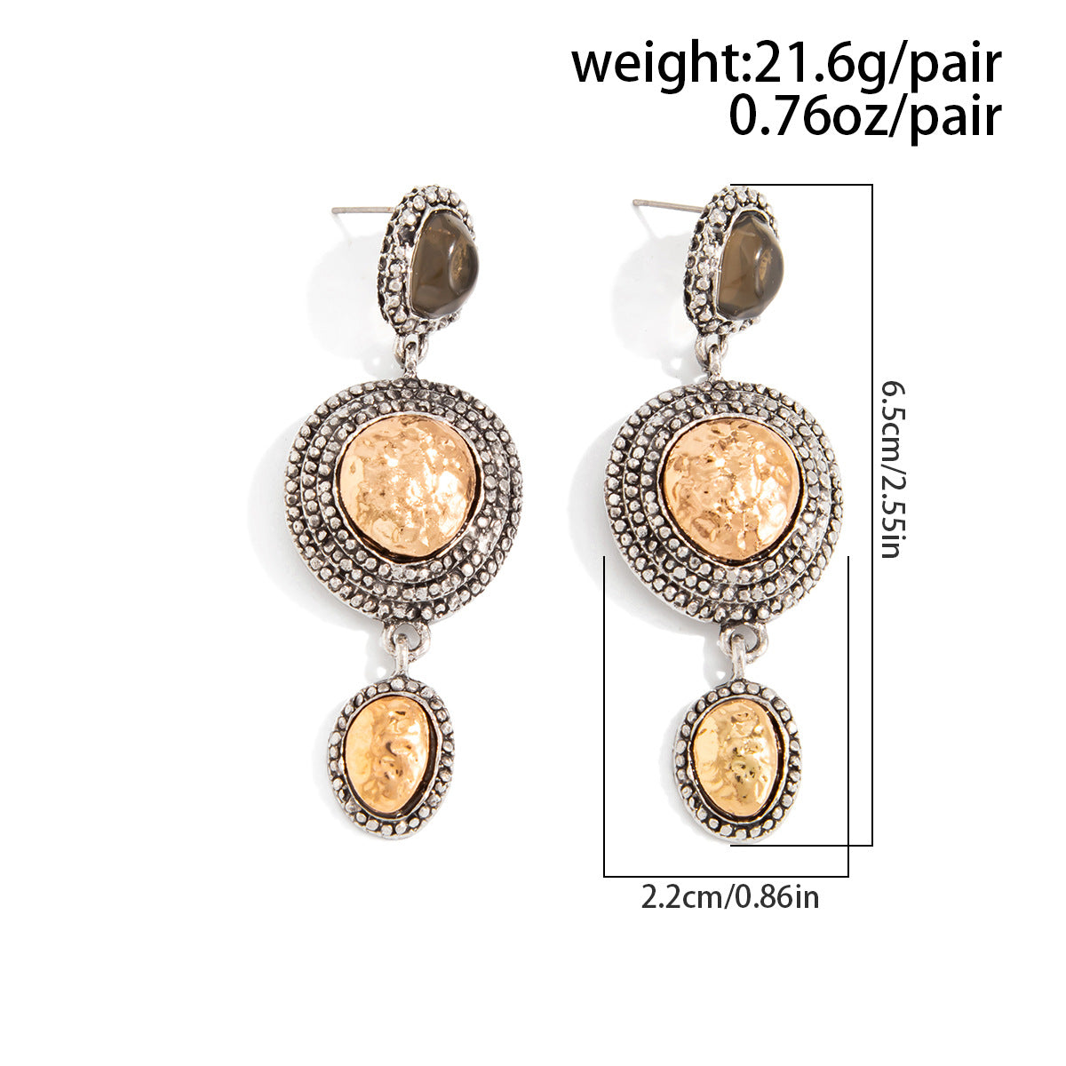 Planderful Medieval Style Earrings Handmade Turquoise Gem Pendant Flower Ethnic Studs For Women Statement Jewelry