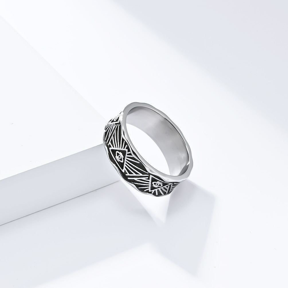 Retro Style Eye of Horus Titanium Steel Ring for Men