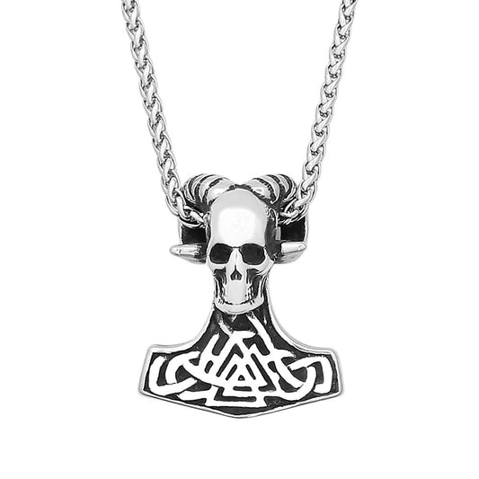 Punk Skull Viking Stainless Steel Men's Pendant Necklace