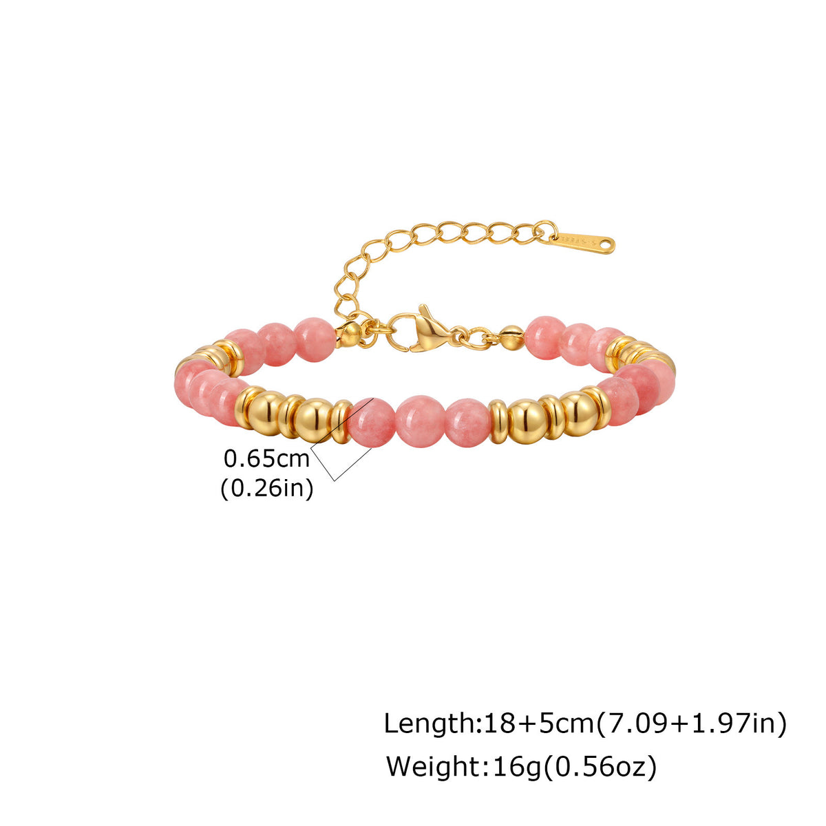 Beaded Chain Pink Crystal Stainless Steel Bracelet