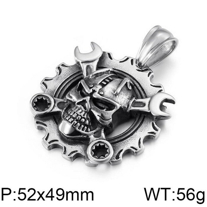 Planderful Skull Pendant Men Mechanical Pirate Necklace