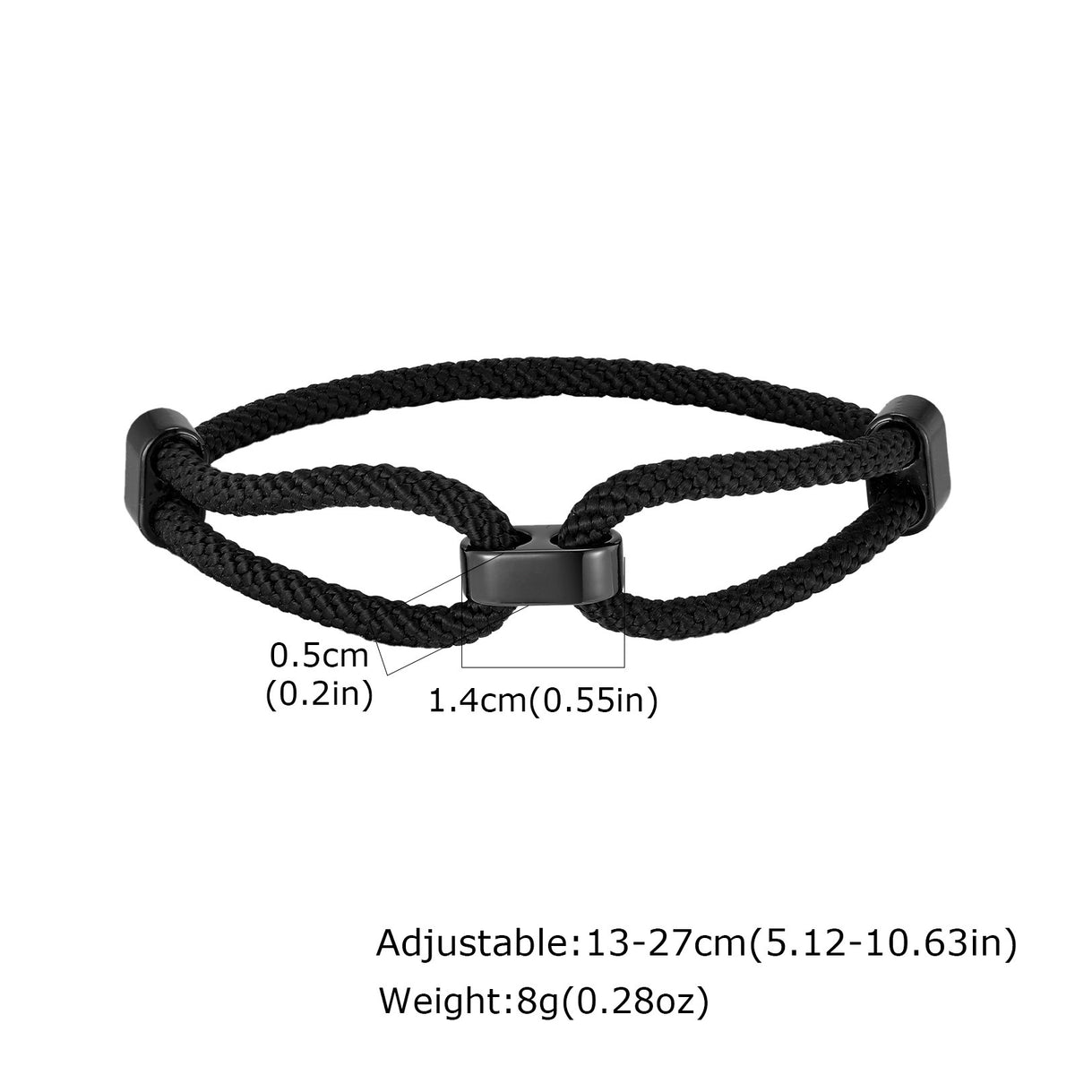 Adjustable Black Stainless Steel Bracelet for Men