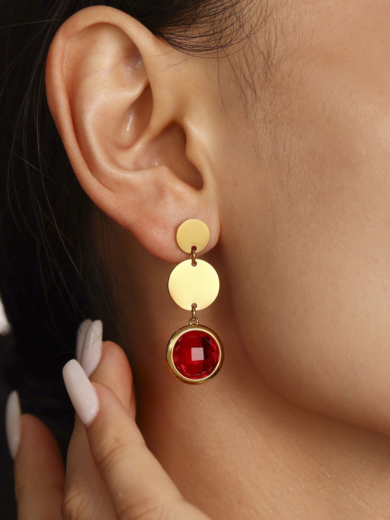 Planderful Genie Fringed Glass Disc Earrings Women