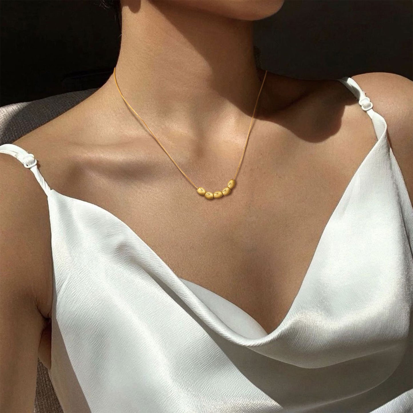 Stainless Steel Ladies Simple Round Snake Chain Necklace Gold