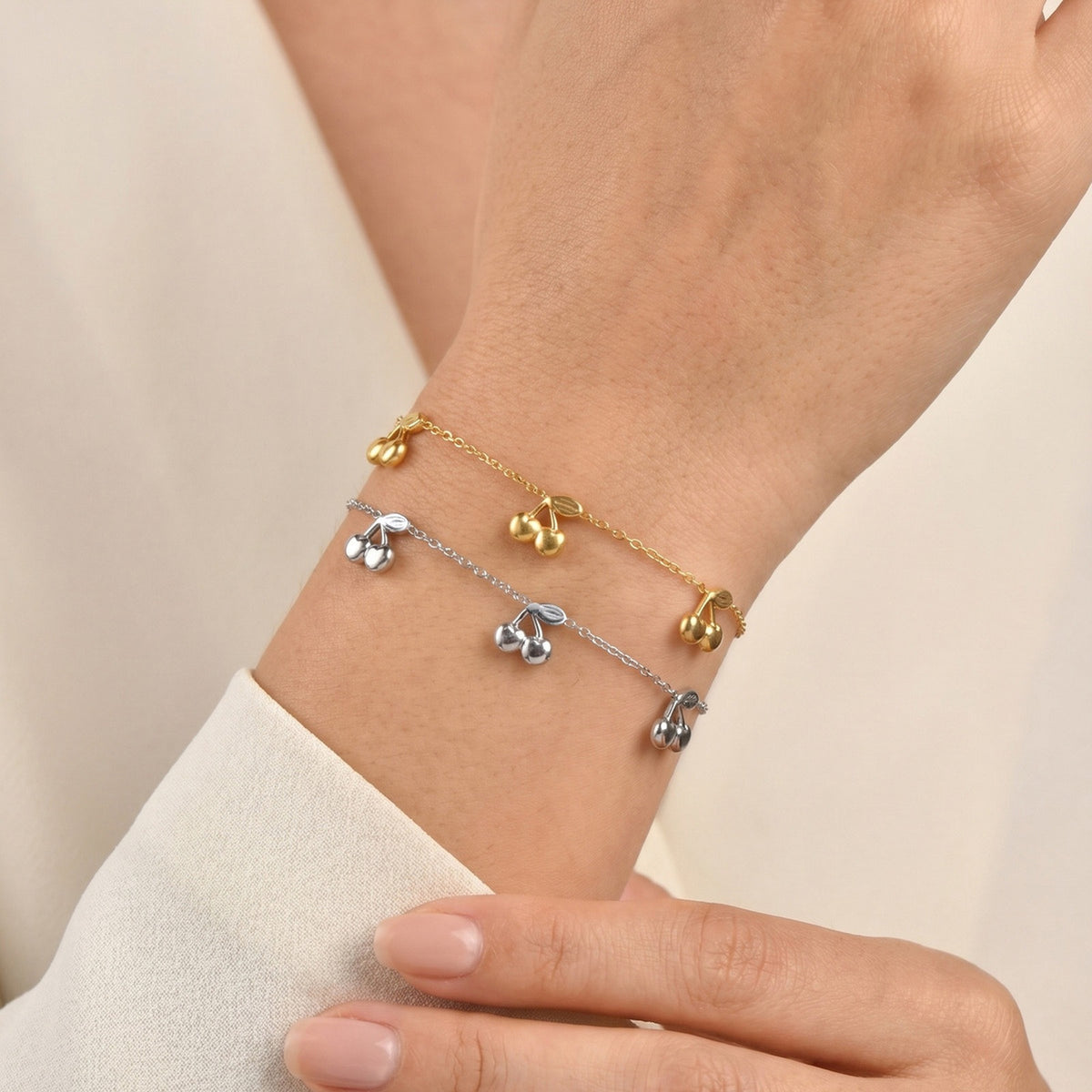 And Women Cherry Sweet Stainless Steel Bracelet
