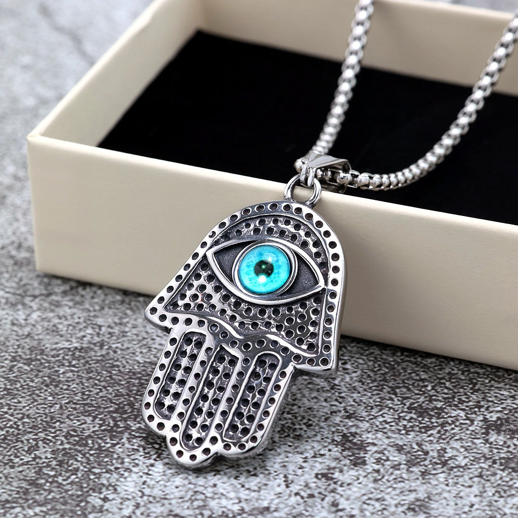 Vintage Single-Sided Stainless Steel Men's Pendant Necklace