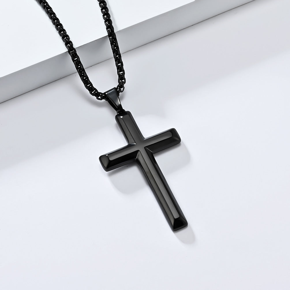 Bevel Versatile Titanium Steel Cross Necklace for Men