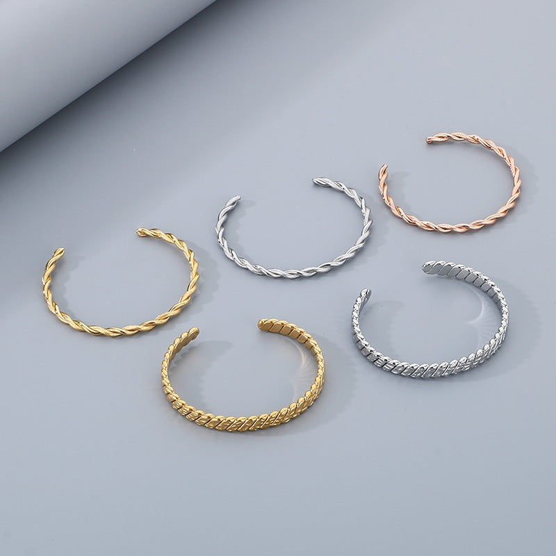 Extremely Wind C-Shaped Titanium Steel Bracelet – Neutral Twist Hammer Open Stainless
