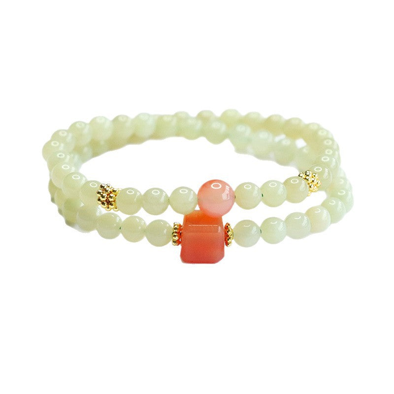 Hetian Jade & Yanyuan Agate Double-Wrap Bracelet