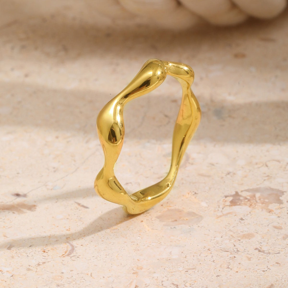 Women's Stainless Steel Irregular Geometric Ring Gold