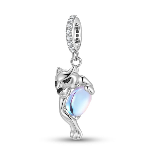 Planderful Jewelry Moonstone Pendant In Sterling Silver Leopard Design Necklace For Everyday Wear