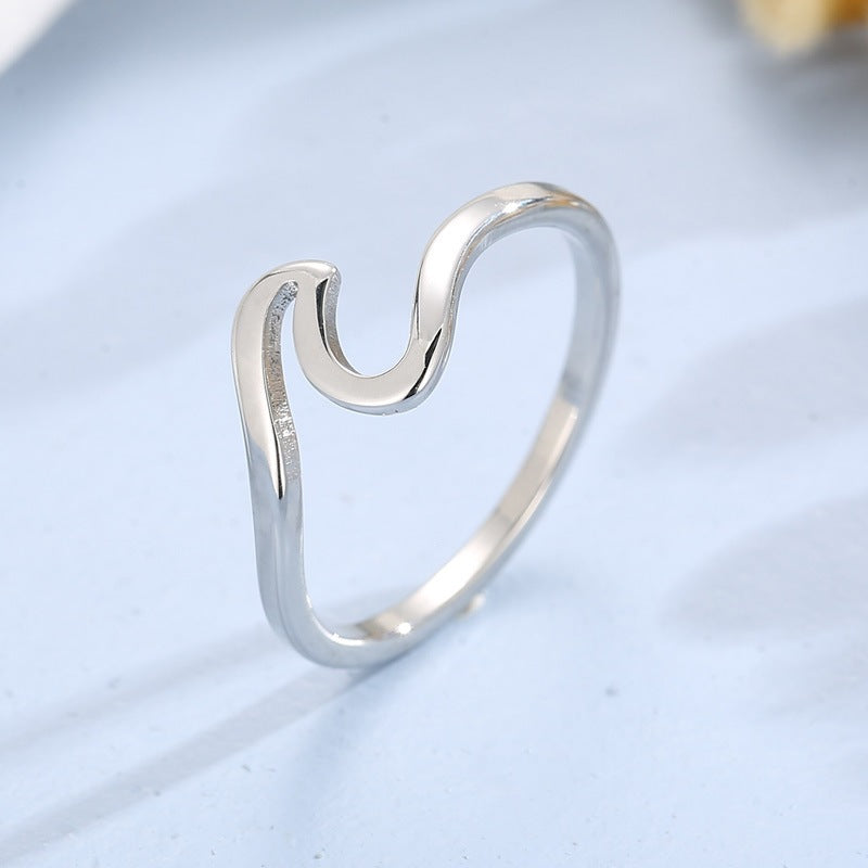 Minimalist Wind Wave V-Shaped Titanium Steel Ring, Niche Design Ring, Men's And Women'S