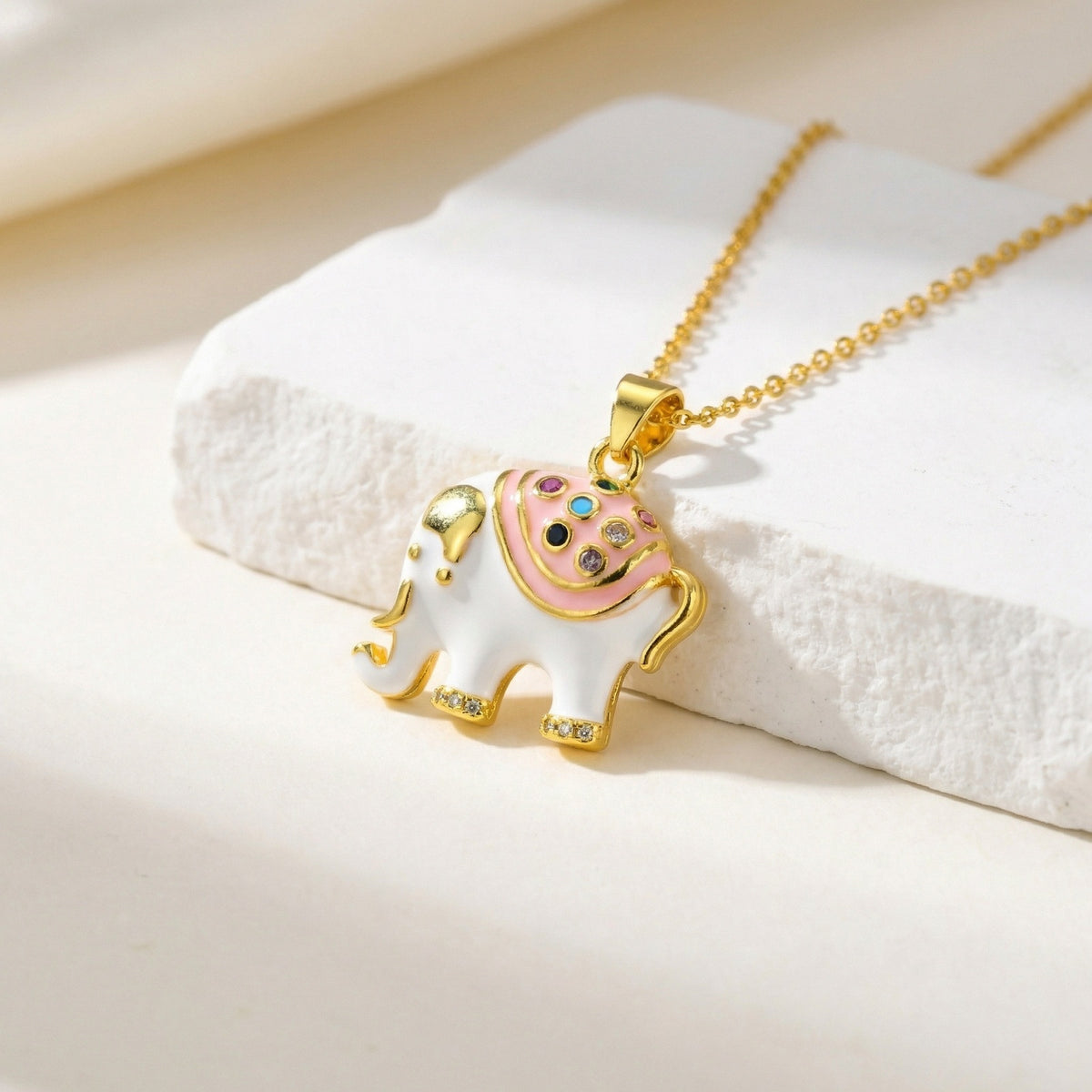 Copper Material Dripping Oil Elephant Small Fresh Chain Pendant Student Party Send