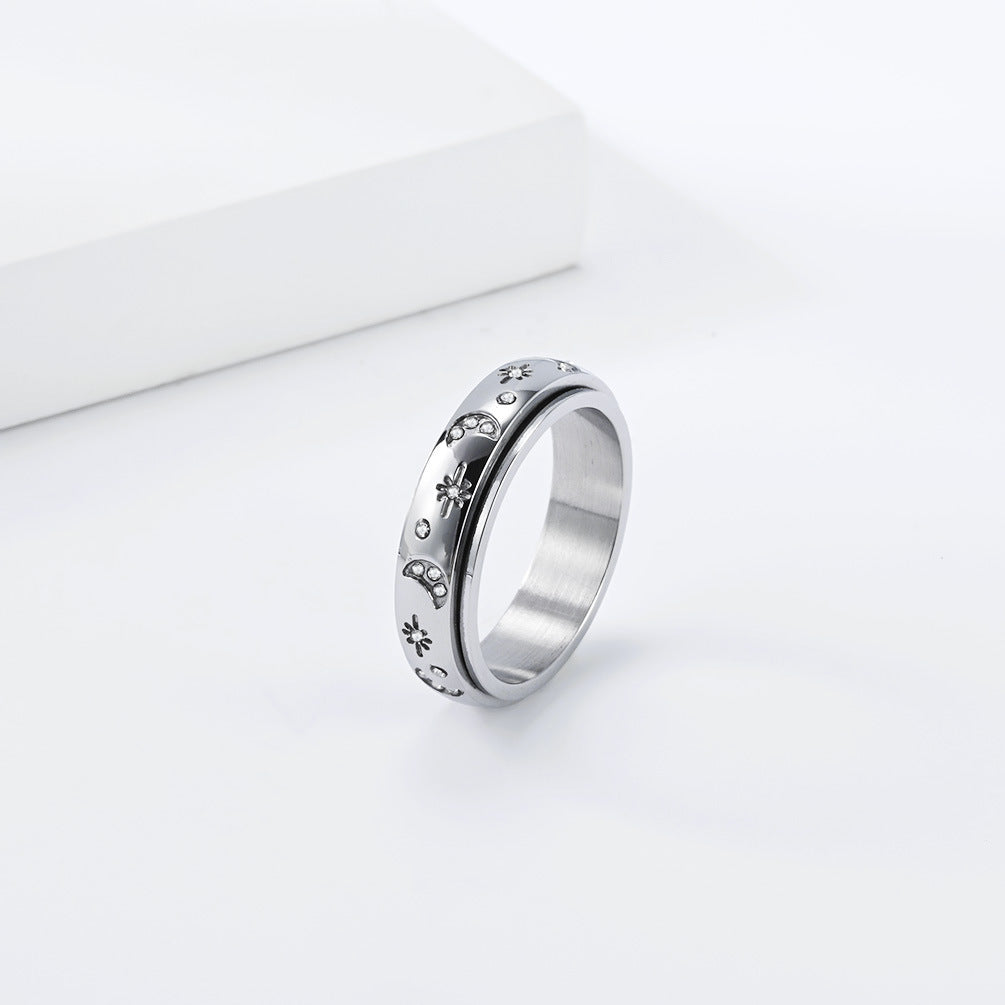Star Moon Stainless Steel Ring