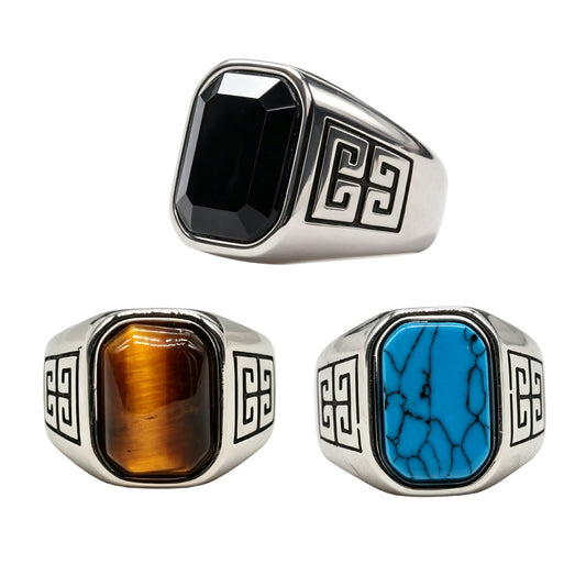 Turquoise Gemstone Titanium Steel Ring