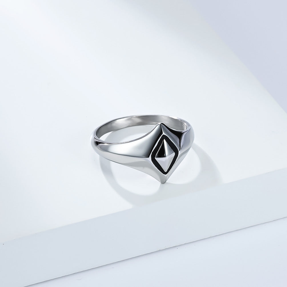 Planderful Titanium Steel Ring Geometric Rhombus Design For Men And Women Unisex Everyday Style