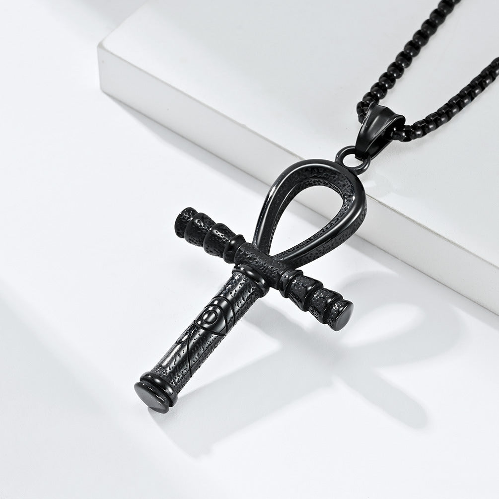 Egyptian Eye Of Horus Ankh Necklace Titanium Steel Cross Pendant Planderful Everyday Genie Gift For Her