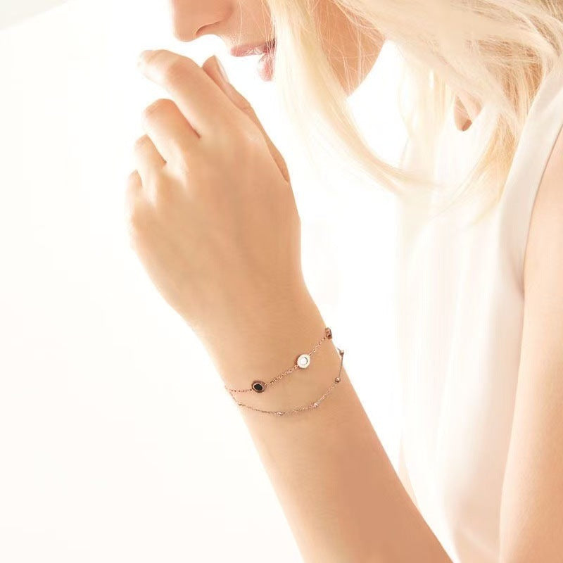 Planderful Jewelry Rose Gold Plated Titanium Steel Bracelet Double Layer Design For Everyday Luxury