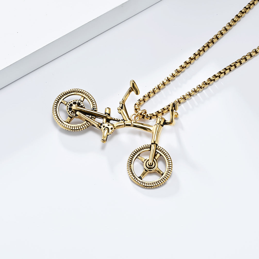 Bicycle Pendant Necklace For Fashion Lovers Timeless Retro Design Steel Jewelry Planderful Everyday Genie Niche Accessory