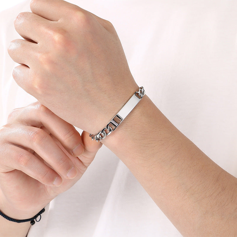 Minimalist Commuter Stainless Steel Cuban Chain Unisex Glossy Bracelet