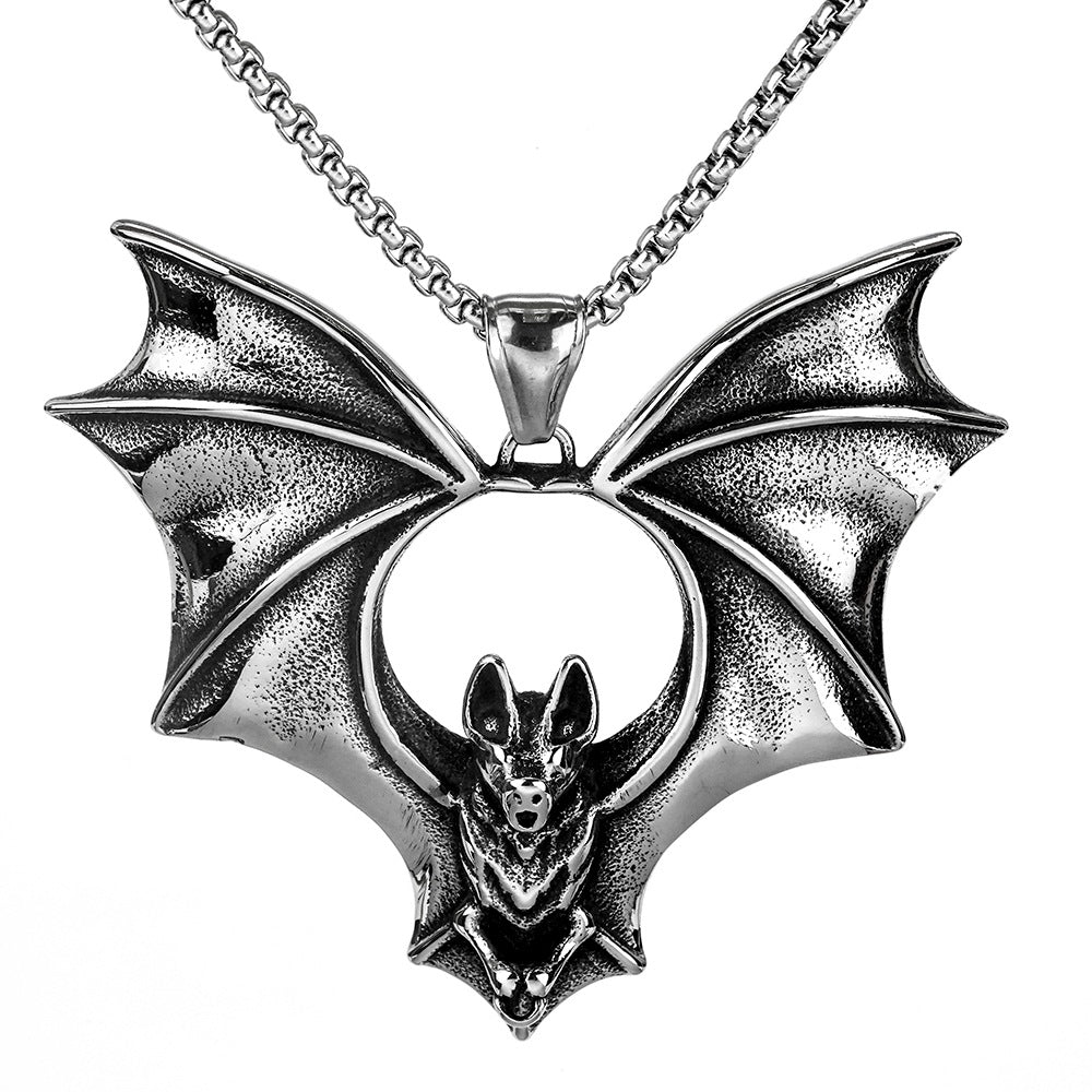 European And American Stainless Steel Vampire Bat Pendant Necklace Halloween Gift For Men