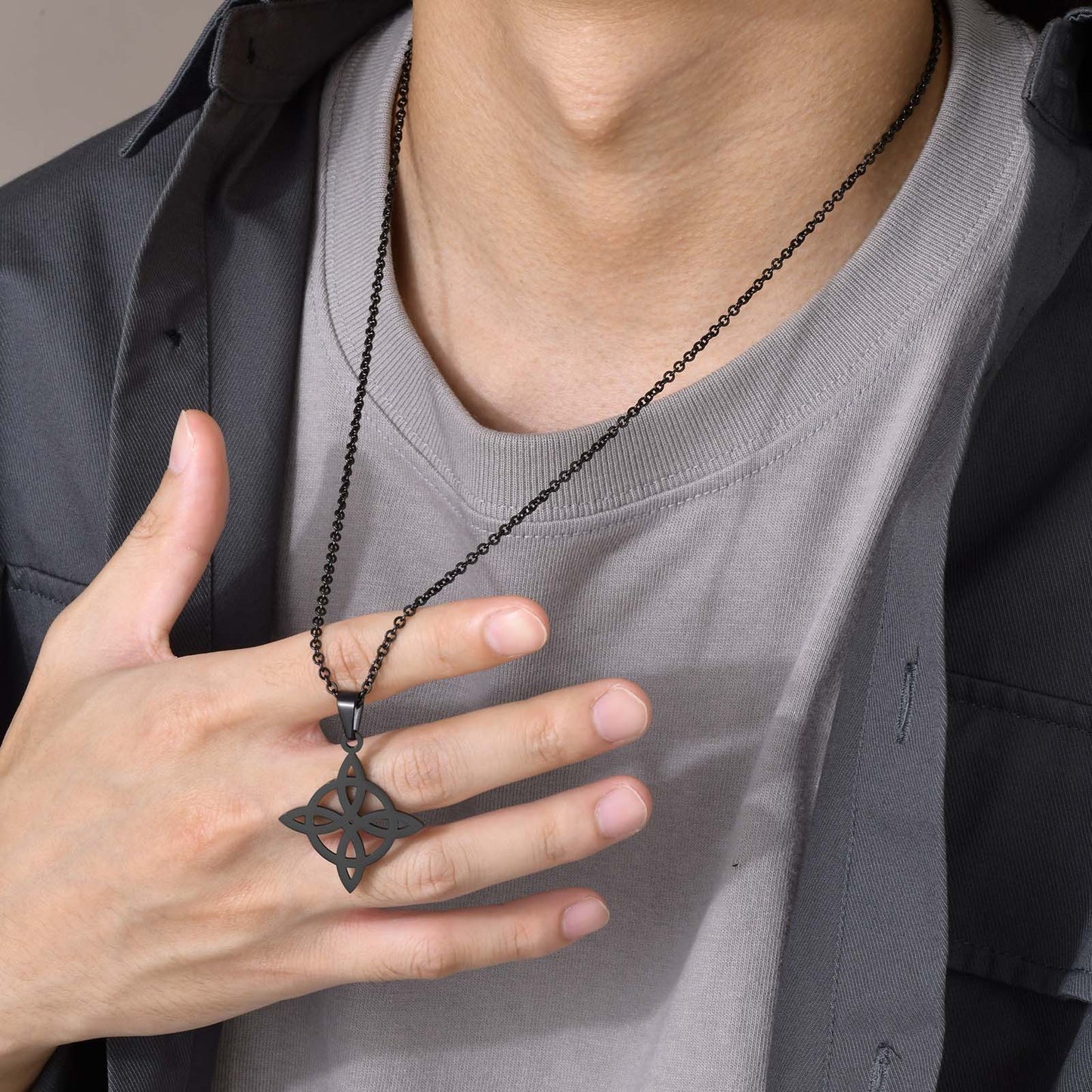 Stainless Steel Celtic Knot Pendant Black Men for Men