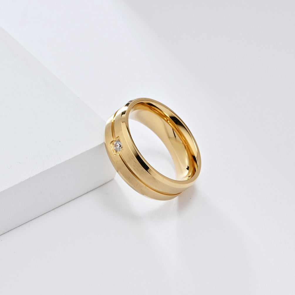 Planderful Titanium Steel Ring For Men With Zircon Inlay Minimalist Wedding Band Everyday Genie Collection