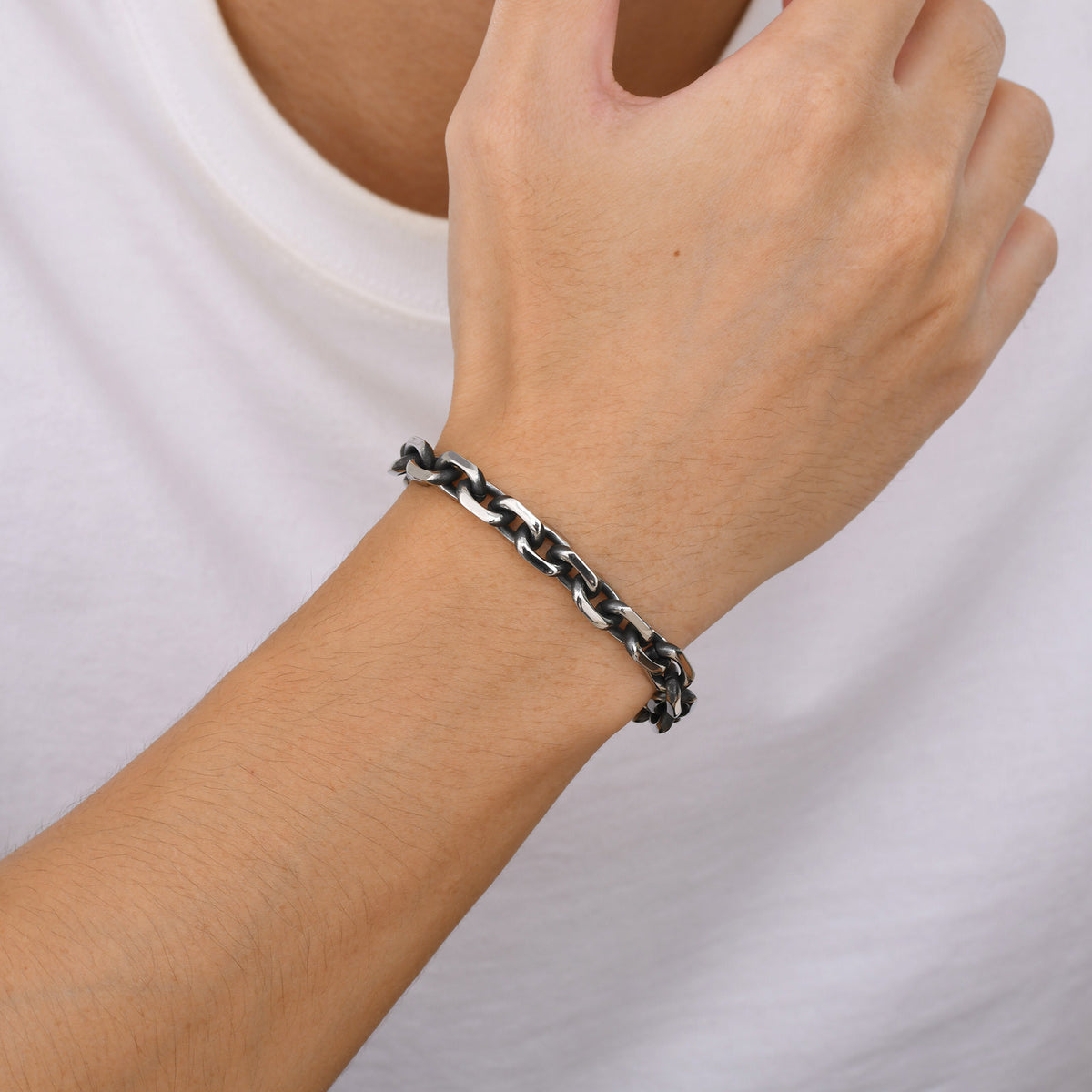 Corner Chain Thick Simple Stainless Steel Bracelet for Men