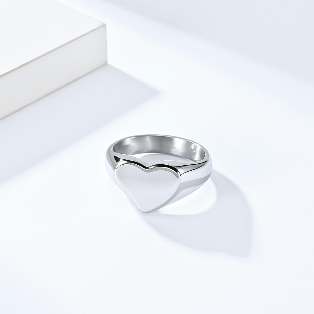 Planderful Personalized Heart Shaped Couple Ring In Steel Titanium For Men And Women
