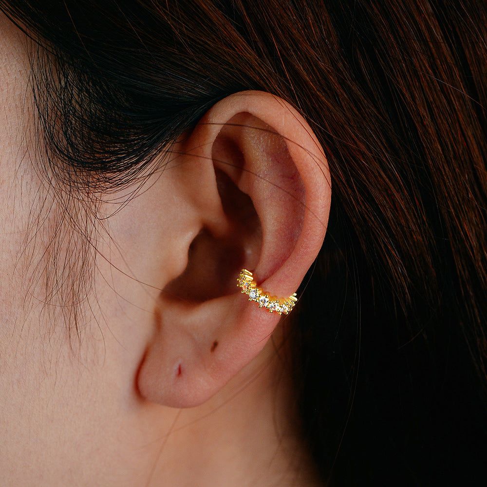 Planderful S925 Sterling Silver C Shaped Zircon Ear Clip Non Pierced Ears Elegant Light Luxury Earrings For Women