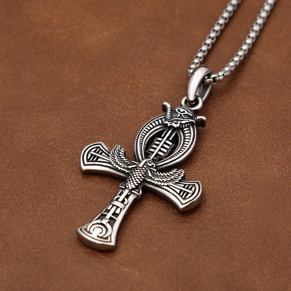 Eye of Horus Cross Stainless Steel Men's Pendant Necklace