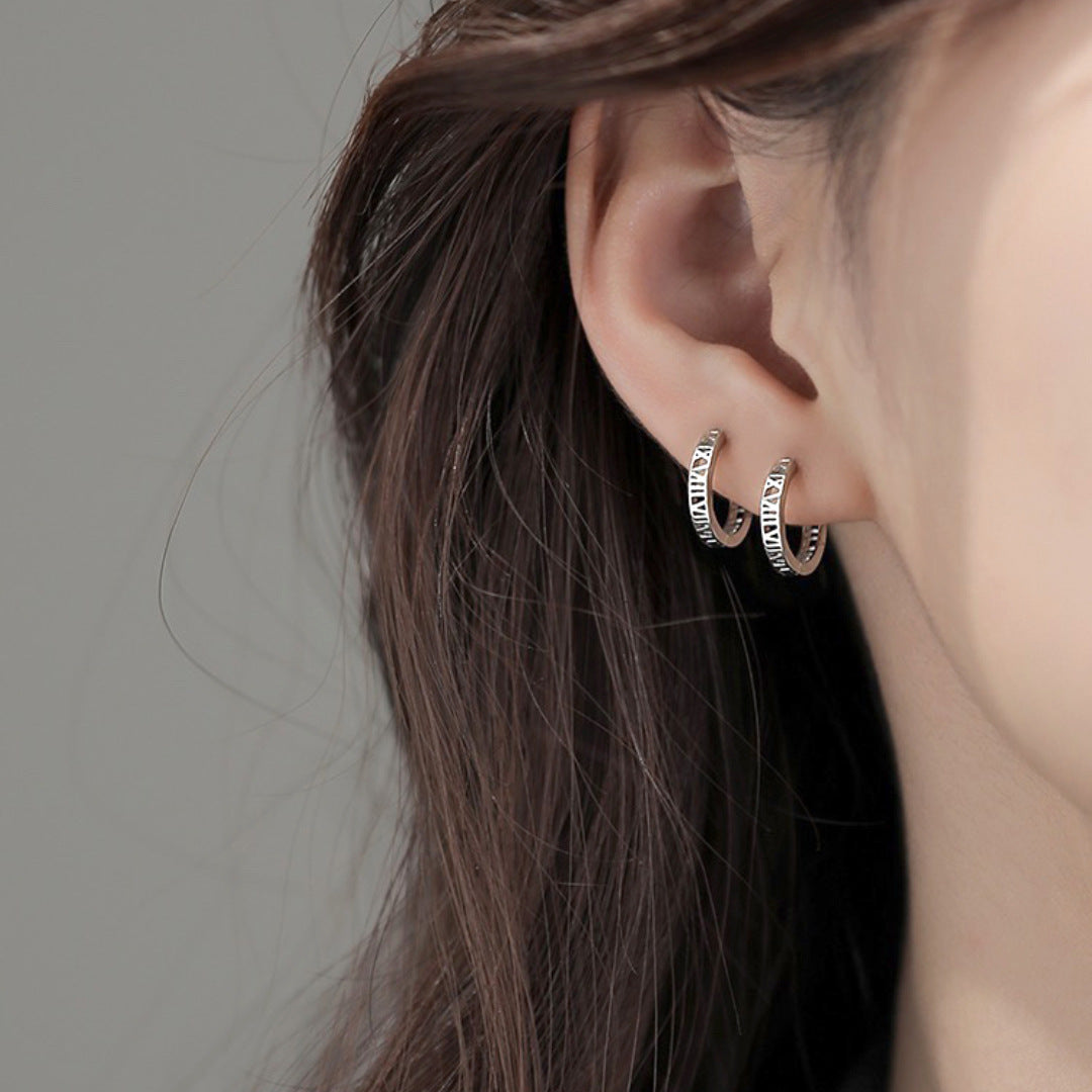 Minimalist Roman 925 Sterling Silver Women's Earrings
