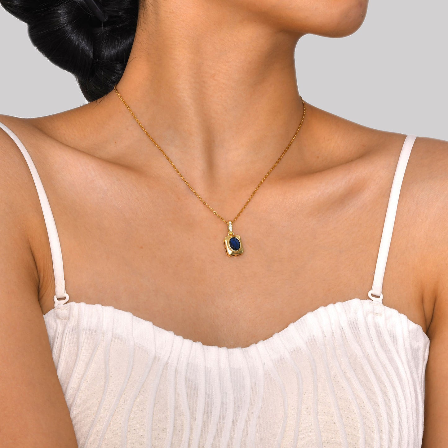 European And American Jewelry Blue White Zircon Necklace