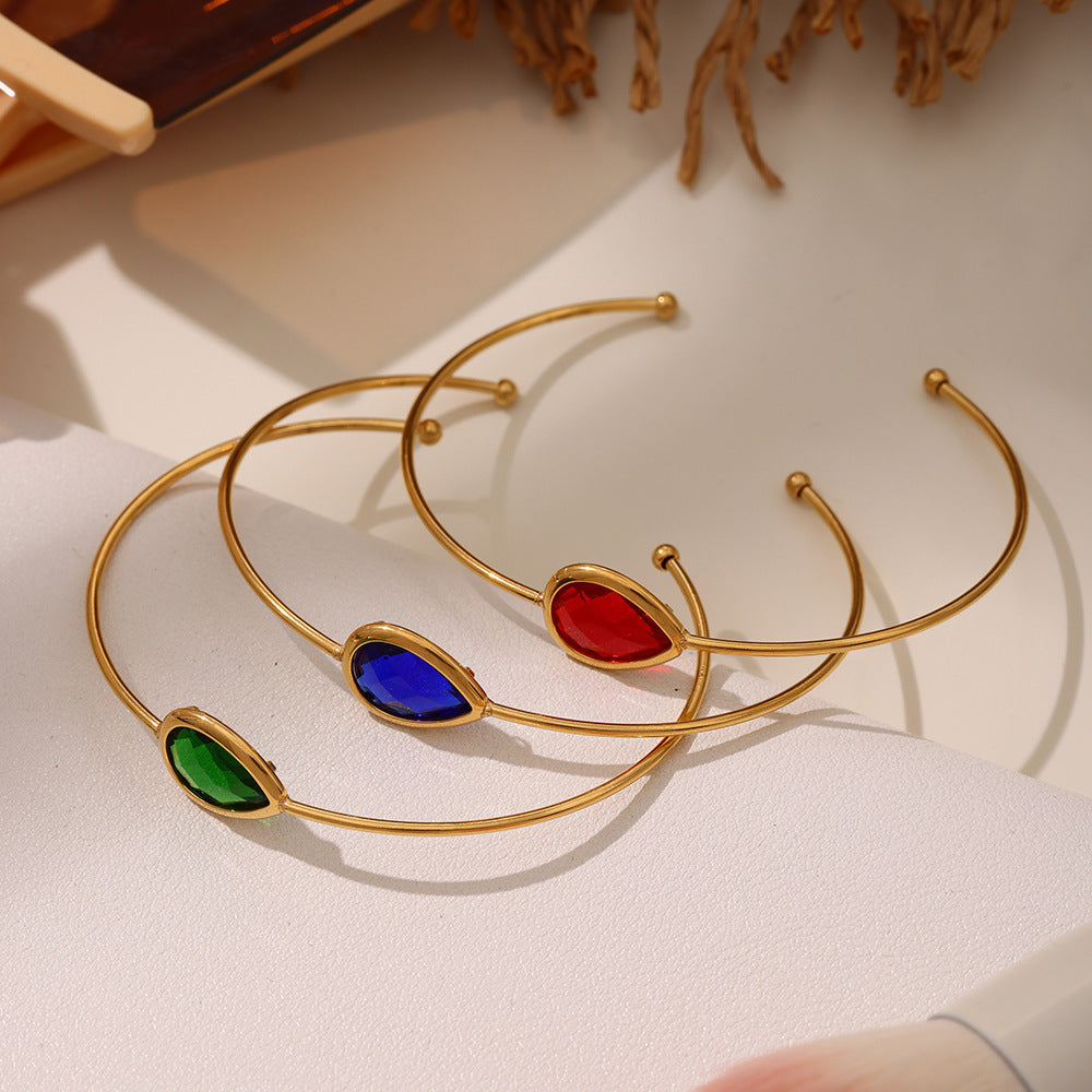 Planderful Water Drop Czech Glass Bracelet For Her 18K Gold