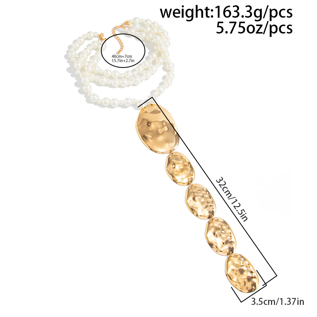 Hammered Sequin Pearl Layered Necklace