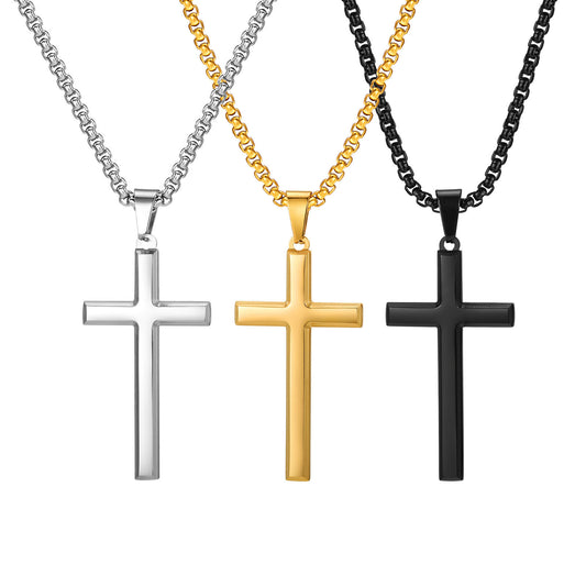 Cross Pendant Necklace Unisex Steel Jewelry Versatile Hip Hop Style Planderful Everyday Genie Collection For Him And Her