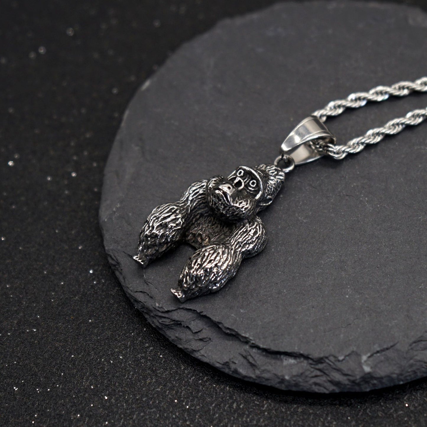 Steel Necklace – Vintage Gorilla Pendant