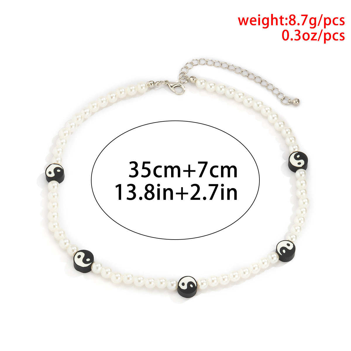Planderful Vienna Verve Imitation Pearl Taiji Beaded Geometric Necklace For Women Elegant Statement Jewelry