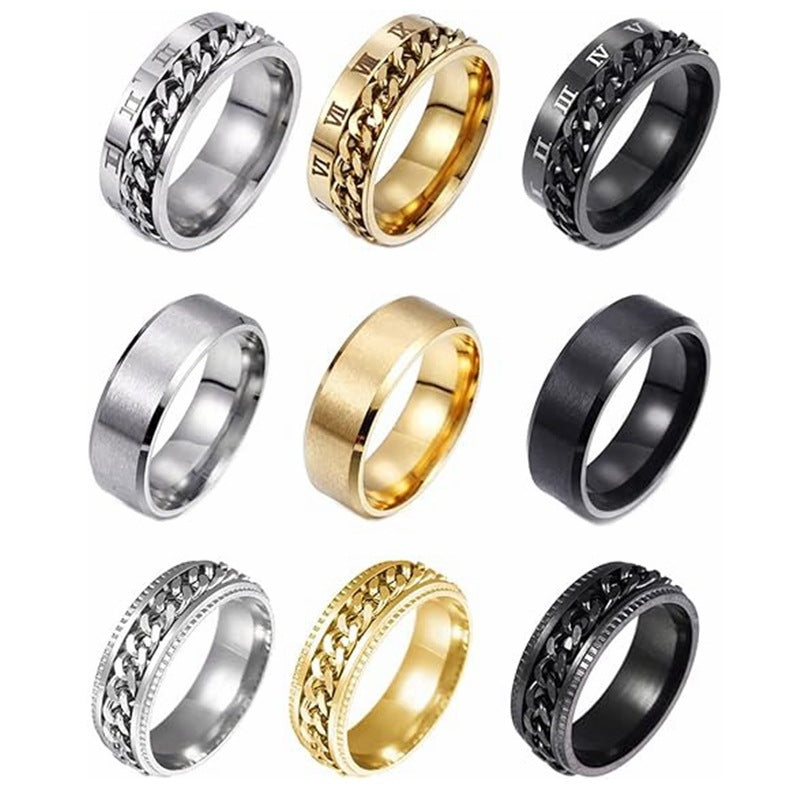 Planderful Everyday Genie Durable Titanium Steel Rings Set for Men and Couples Unisex Trendy Wedding Bands