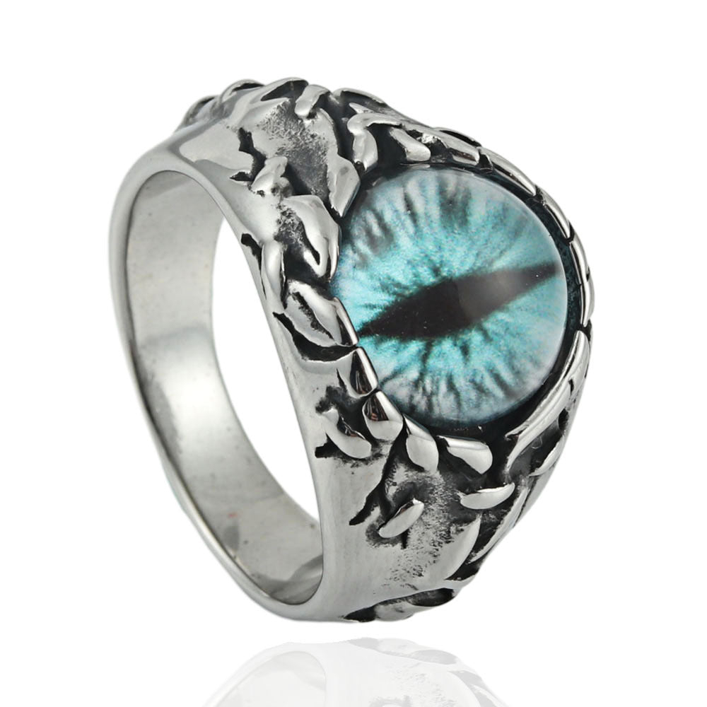 Titanium Steel Multi-Color Devil's Eye Ring for Men - Punk Reaper's Eye Design