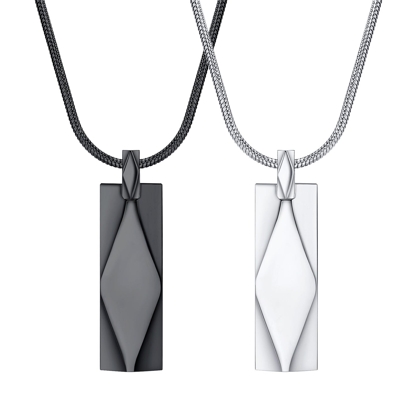Stainless Steel Rectangular Strip Geometric Necklace for Men