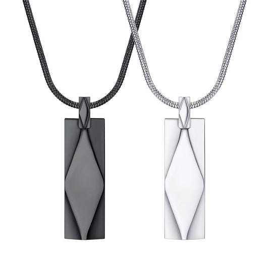 Stainless Steel Rectangular Strip Geometric Necklace for Men