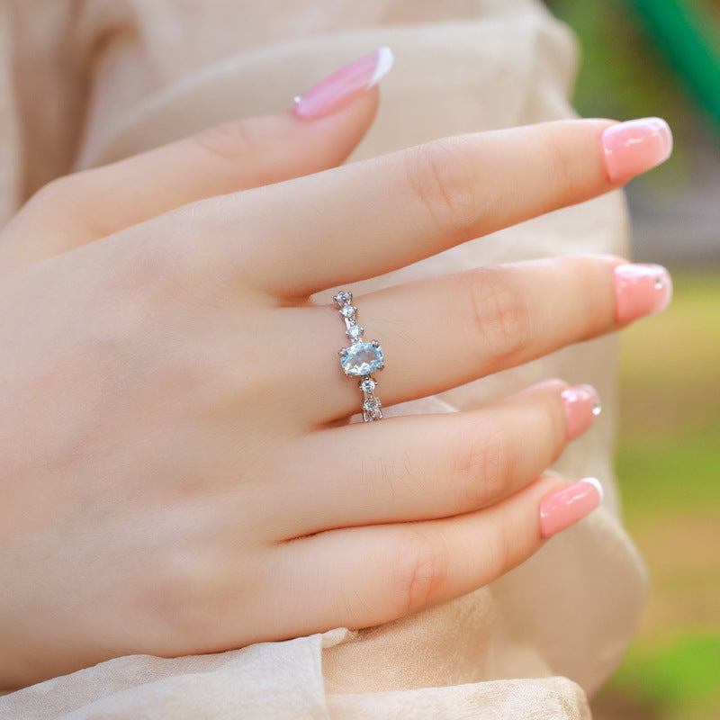 S925 Sterling Silver Blue Moonstone Ring